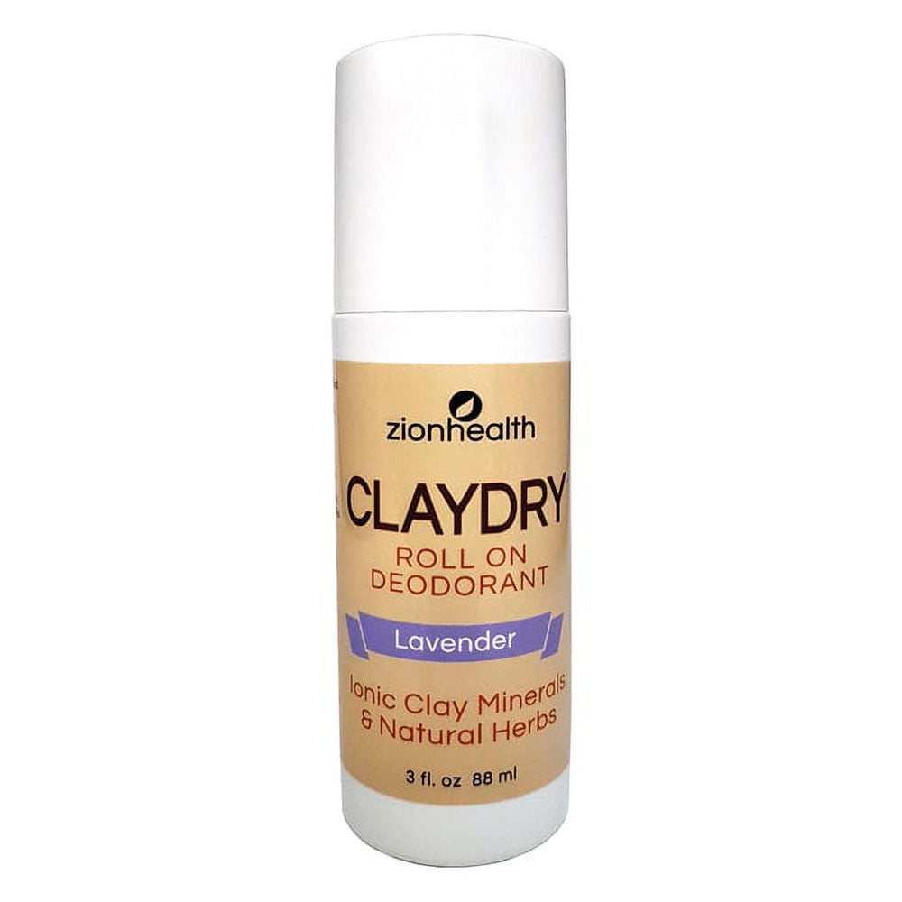 Zion Health Clay Dry Natural Roll-On Deodorant, 3 Oz